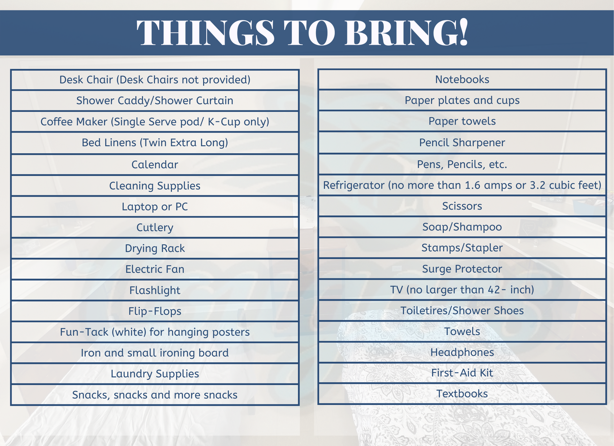 Things to Bring